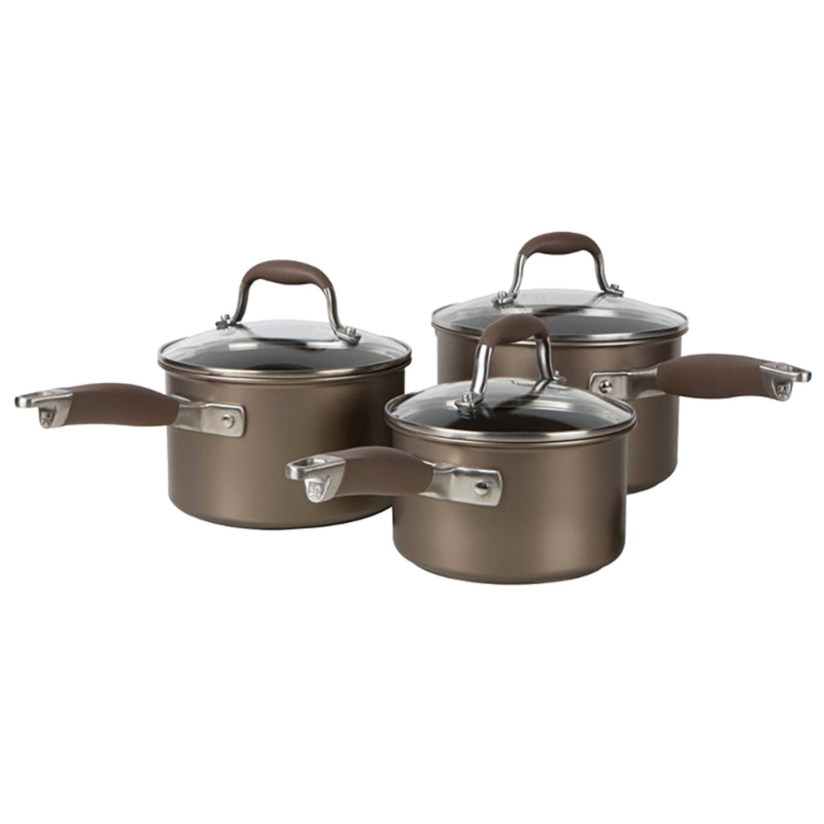 Anolon Advanced 3-Piece Glass-Lidded Saucepan Set Umber