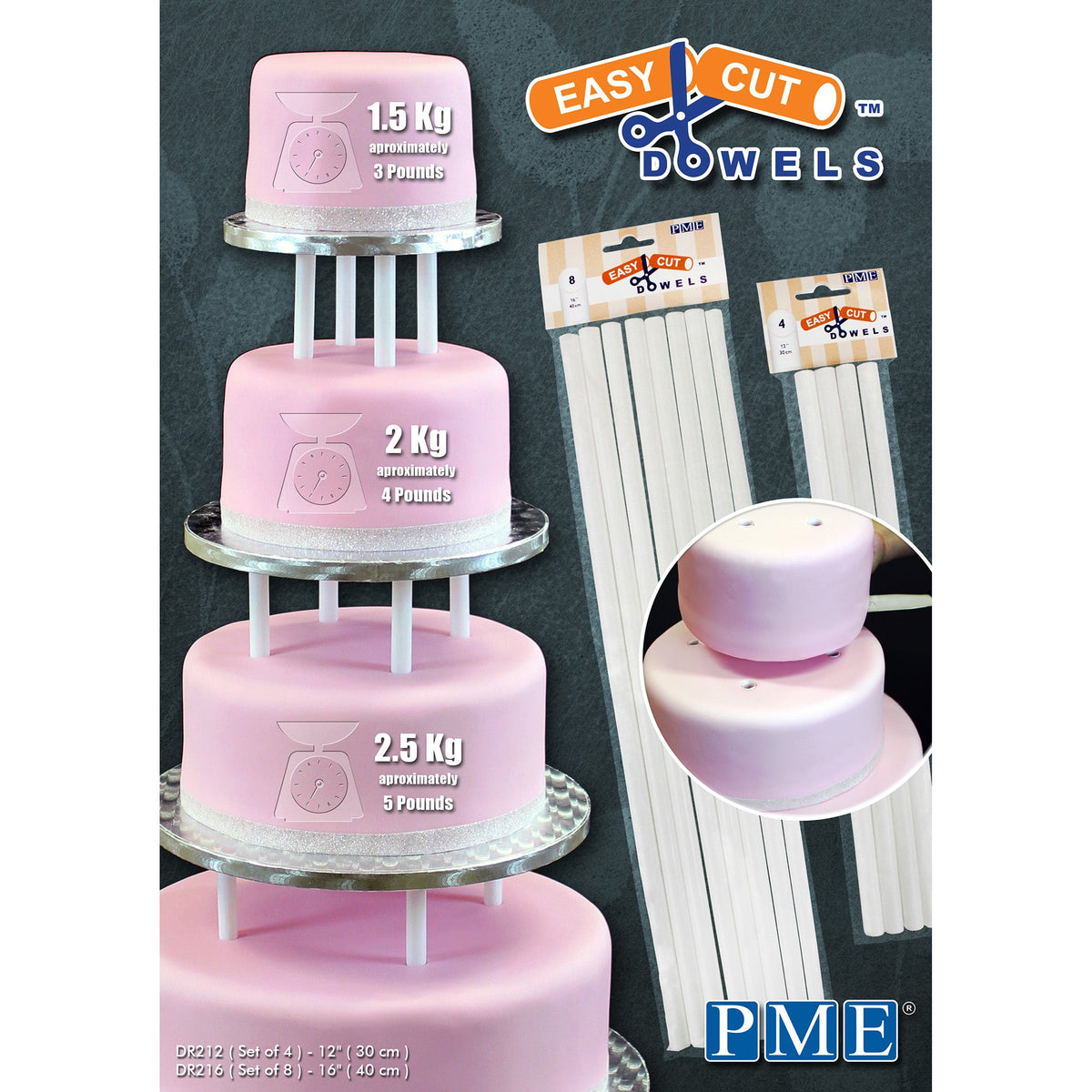 Easy Cut 30cm Cake Dowels 4 Pack