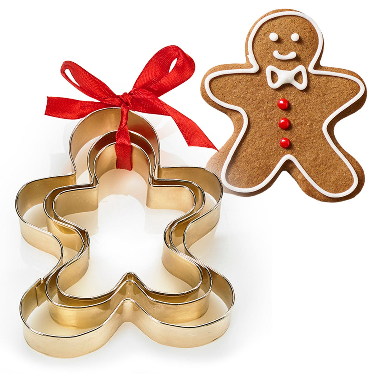 Golden Gingerbread Men Cookie Cutters Set of 3