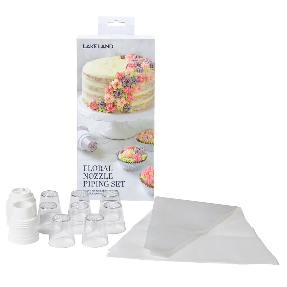 Lakeland Floral Nozzle Icing Set - 8 Nozzles and 3 Piping Bags