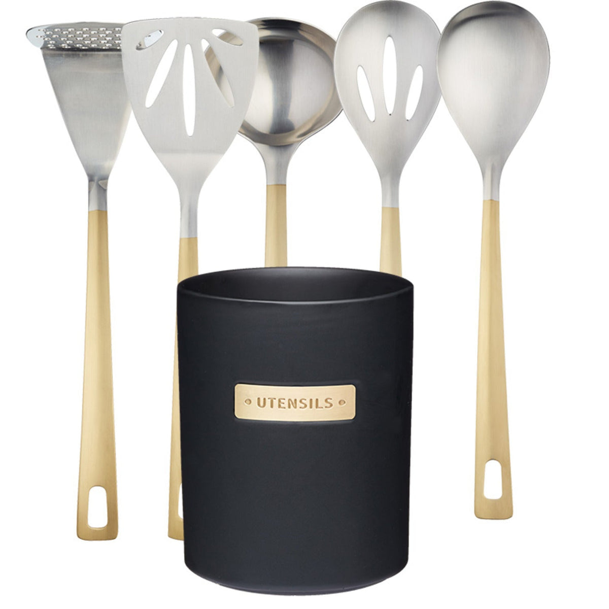 MasterClass Metallics 5 Piece Utensil Set with Storage Pot