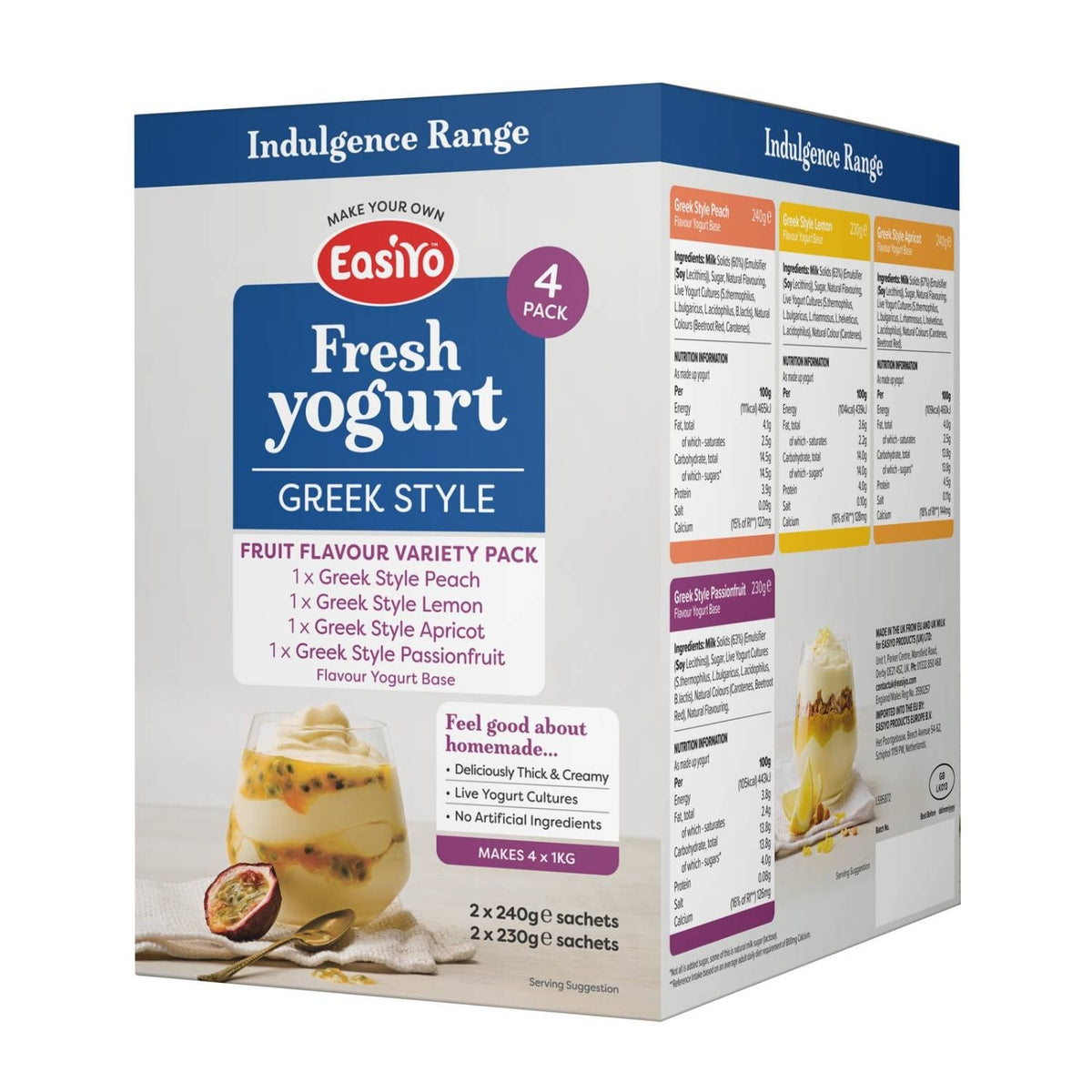 EasiYo Indulgence Greek Style Flavour Selection Pack Yoghurt Mix x 4