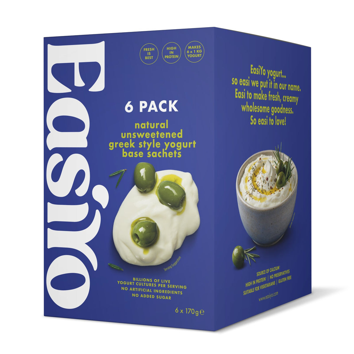 EasiYo Wellbeing Greek Style Unsweetened Yoghurt Mix - pack of 6