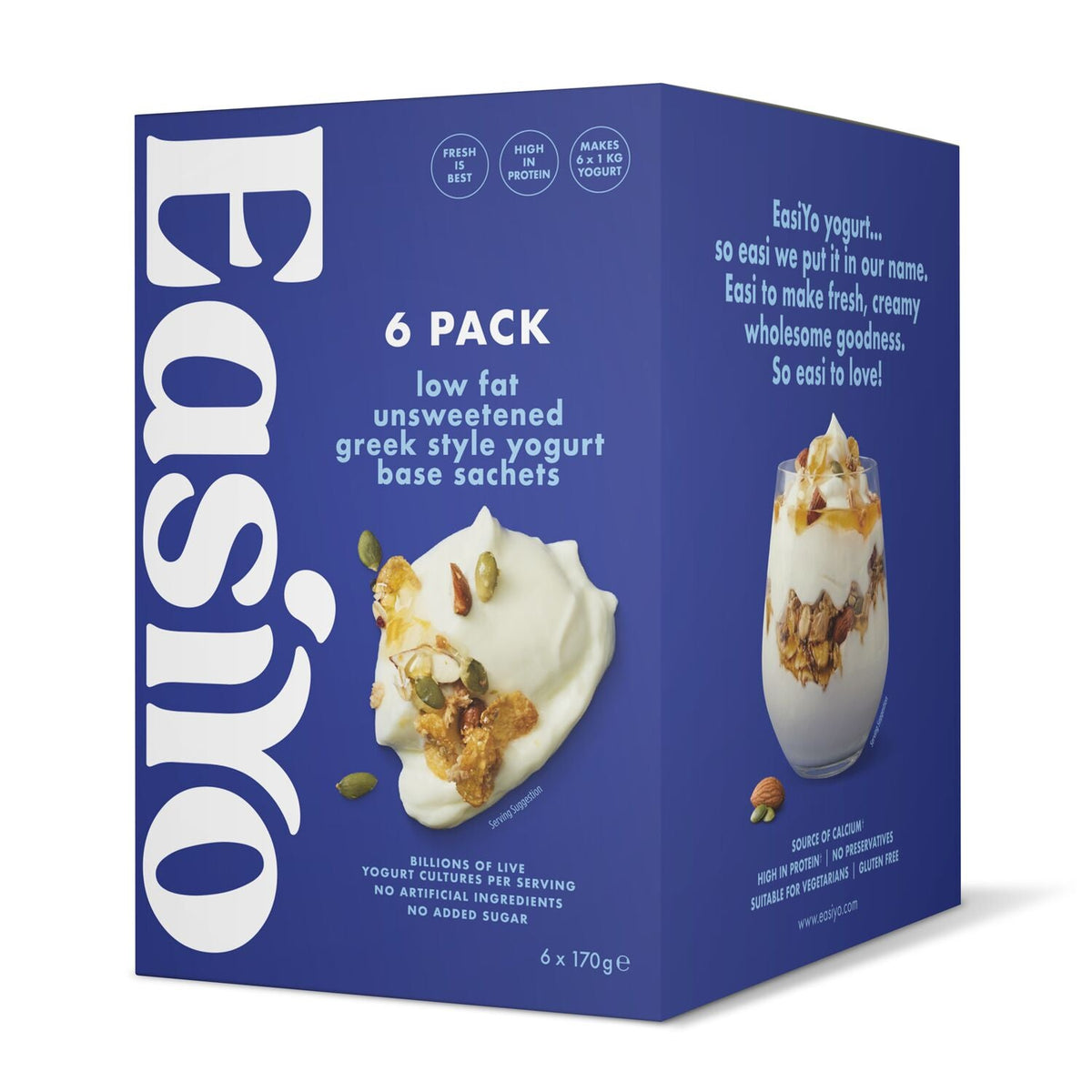 EasiYo Wellbeing Low Fat Greek Style Unsweetened Yoghurt Mix x 6