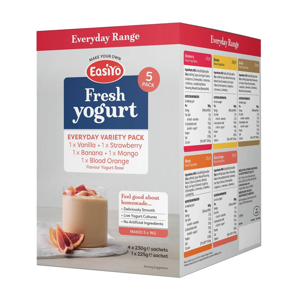 EasiYo Everyday 5 Flavour Variety Pack Yoghurt Mix x 5