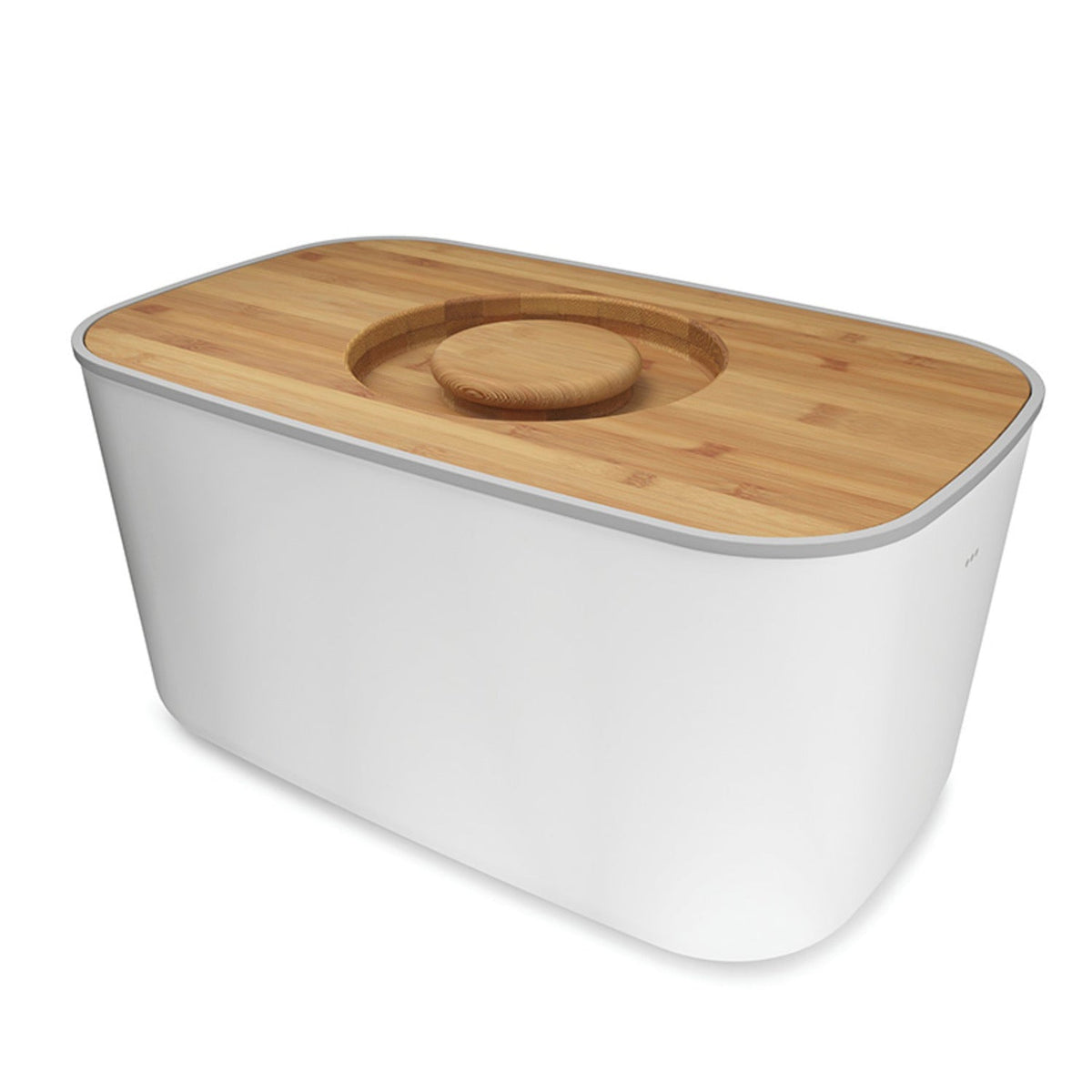 Joseph Joseph Steel Bread Bin White with Bamboo Cutting Board Lid