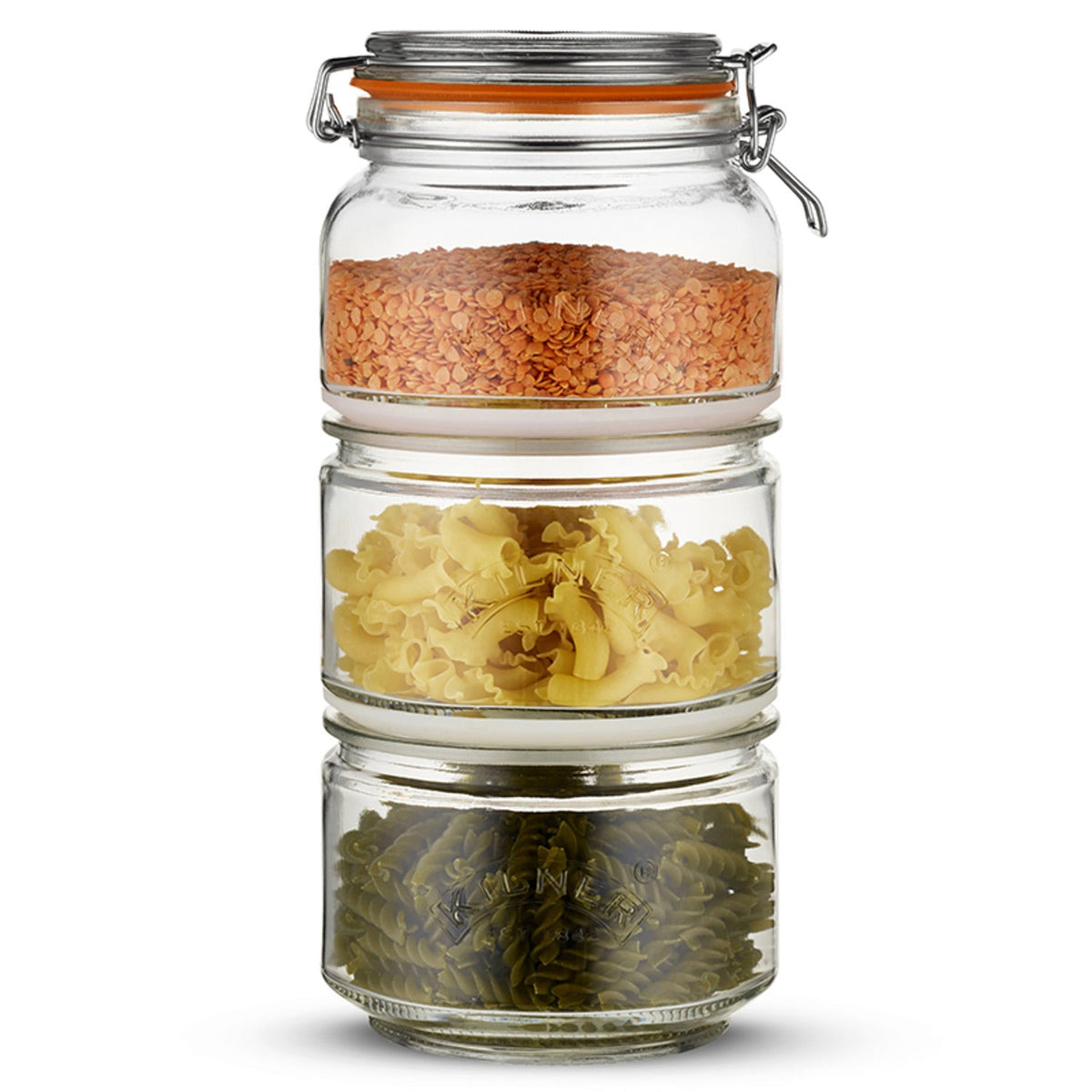 Kilner Stackable Glass Storage Jar Set – 900ml and 2 x 880ml