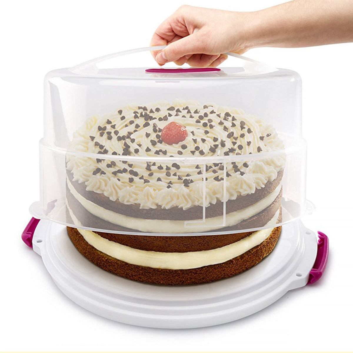 2 in 1 Height Adjustable Cake Carrier Caddy - Round Holds 30cm Cakes