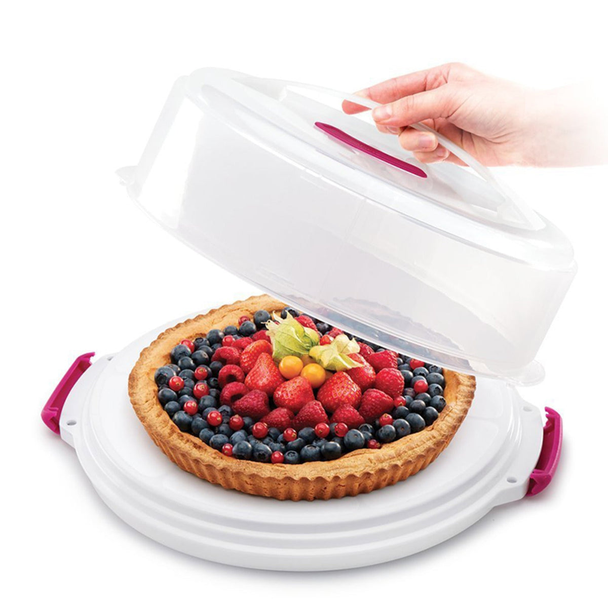 2 in 1 Height Adjustable Cake Carrier Caddy - Round Holds 30cm Cakes