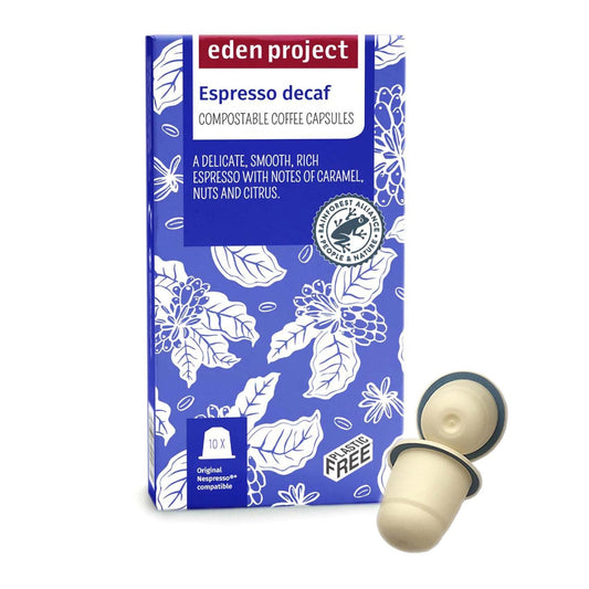 Eden Project Biodegradable Coffee Capsules Espresso Decaf – Pack of 10