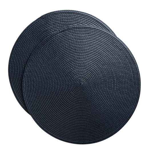 2 Circular Ribbed Blue Place Mats 38cm Dia.