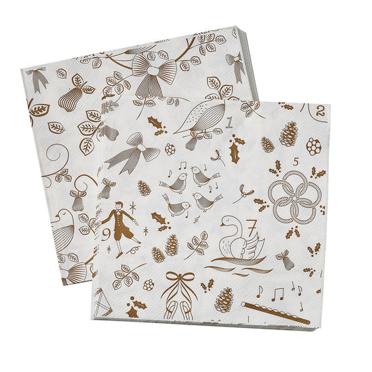 12 Days of Christmas Partridge Napkins - Pack of 20