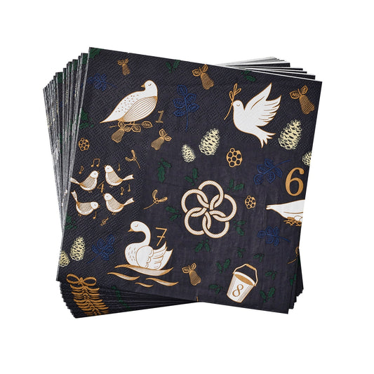 12 Days of Christmas Navy Napkins Pack of 20