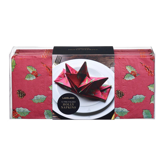 12 Lakeland Holly Pre-Folded Napkins