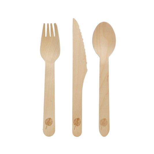 18 Pieces Talking Tables Fiesta Wooden Cutlery - 6 sets of 3