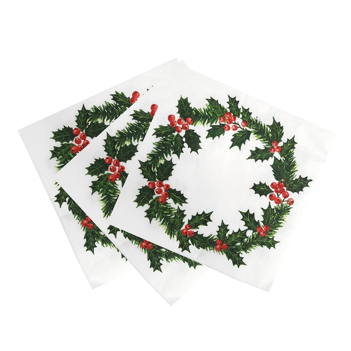 12 Talking Tables Botanical Holly Wreath Napkins
