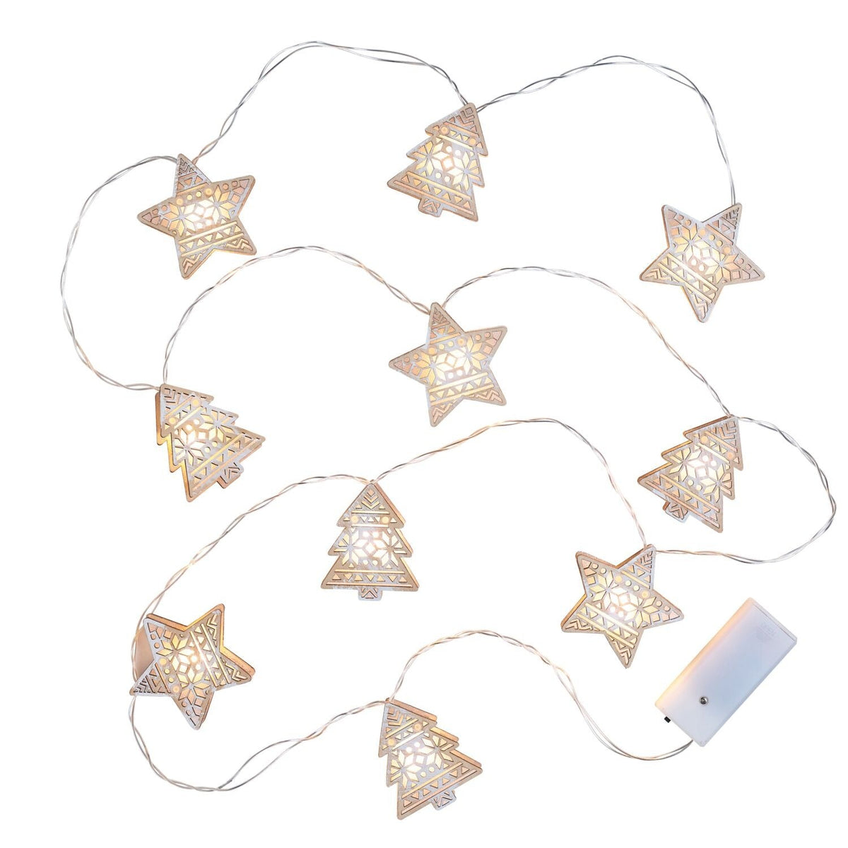 Lakeland Tree and Star Wooden Light String – 180cm
