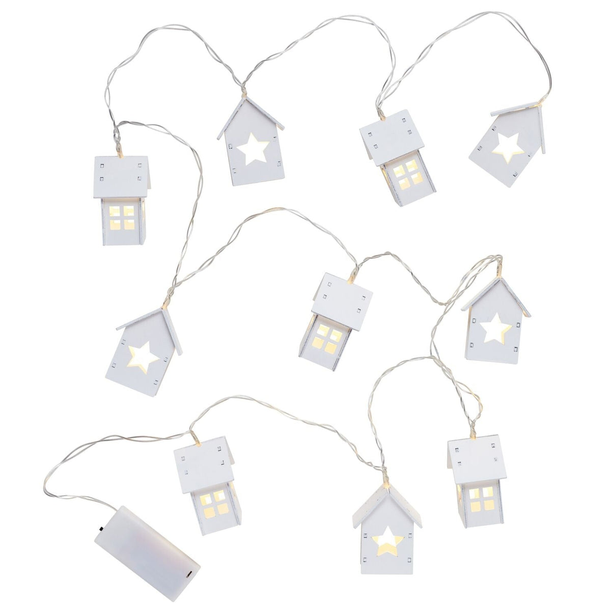 Lakeland Wooden House Light String – 180cm