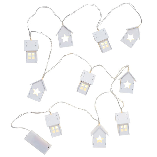 Lakeland Wooden House Light String – 180cm