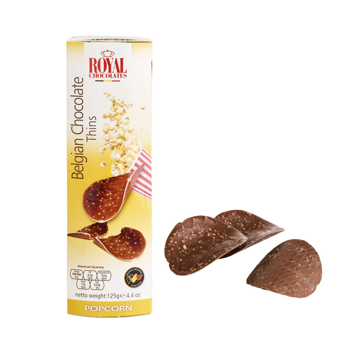 Popcorn Flavoured Belgian Milk Chocolate Thins