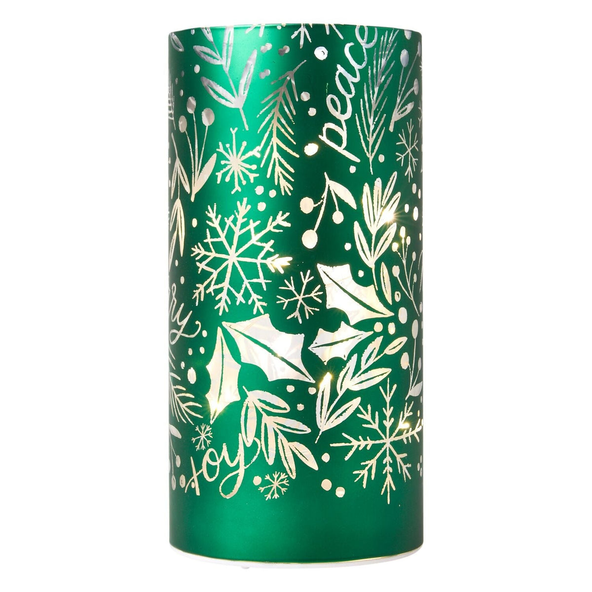 Lakeland Decorative Christmas Light-Up Glass Tube Green