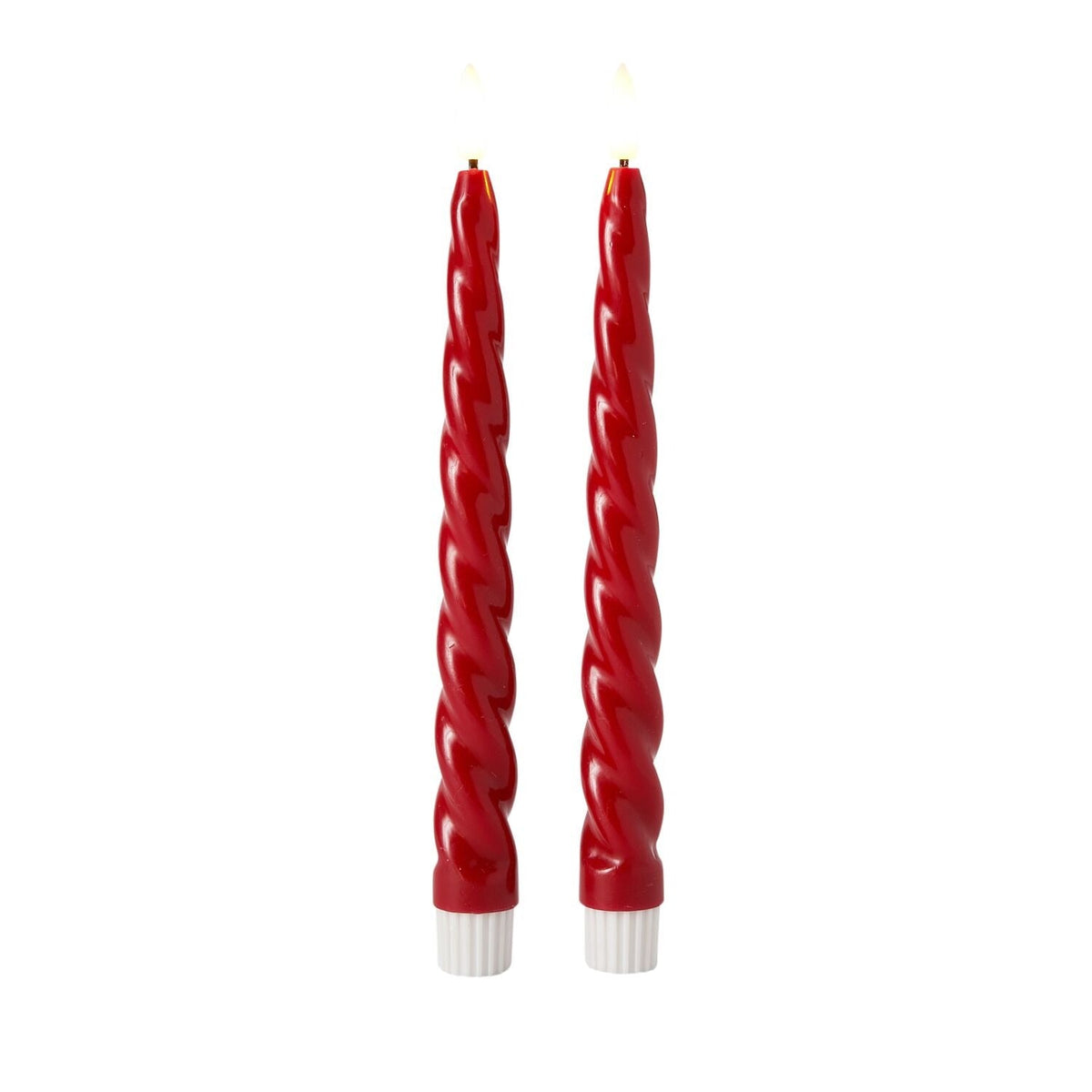 2 Red Wax Effect Electric LED Spiral Candles