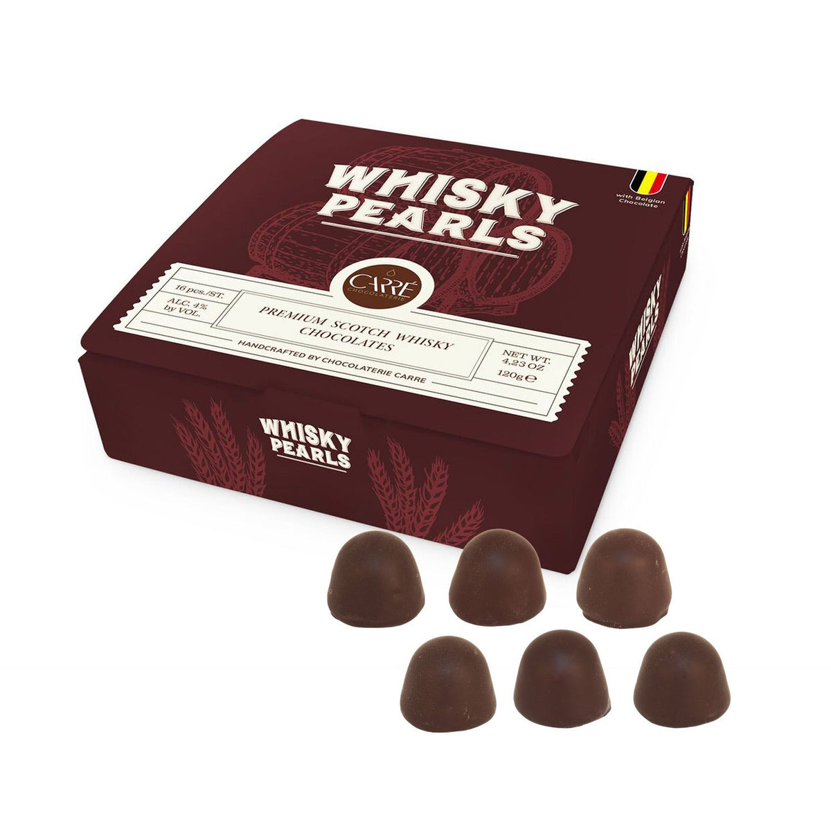 Carré Chocolate Whisky Pearls 120g.