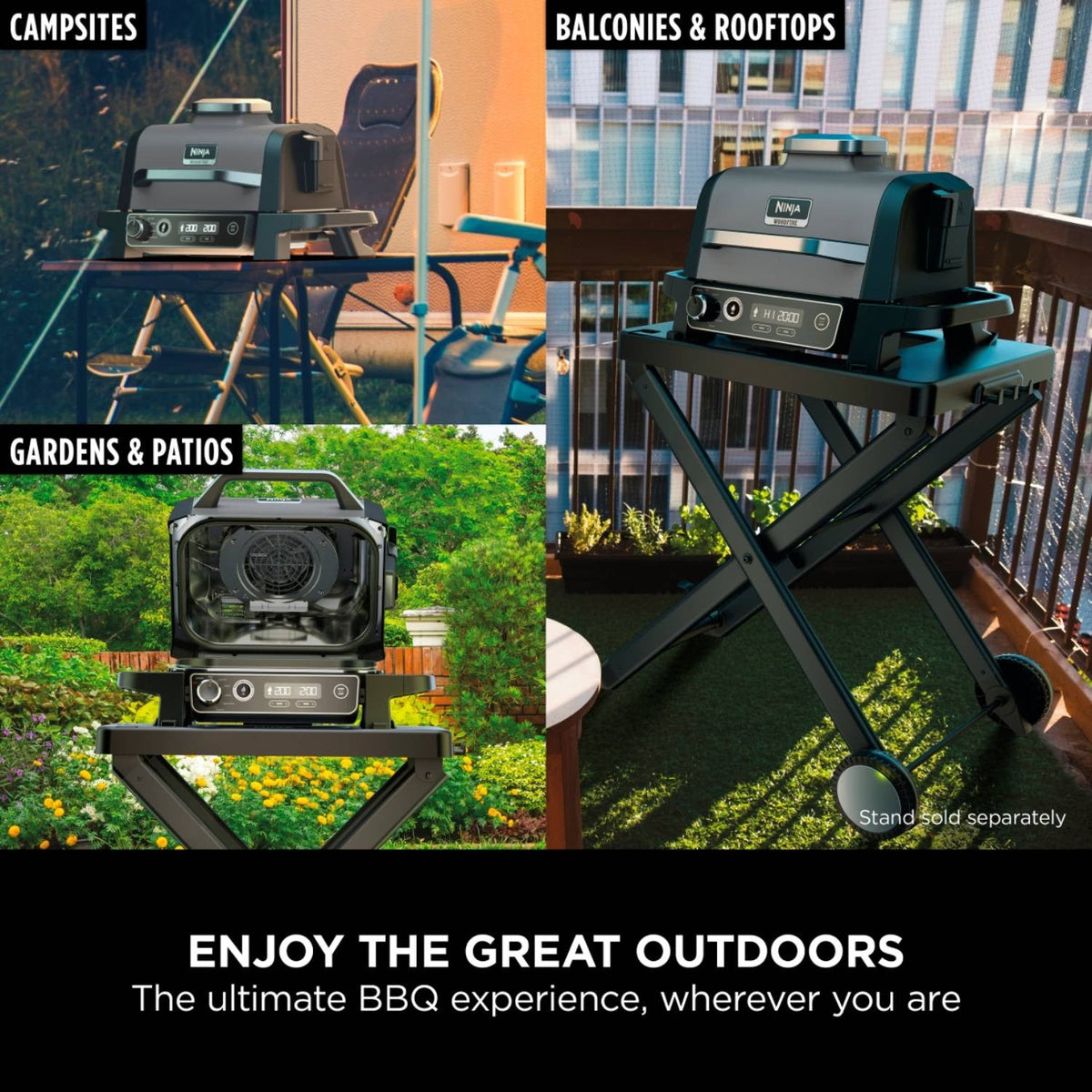 Ninja Woodfire Electric BBQ Grill, Smoker, Air Fryer and Cover Bundle