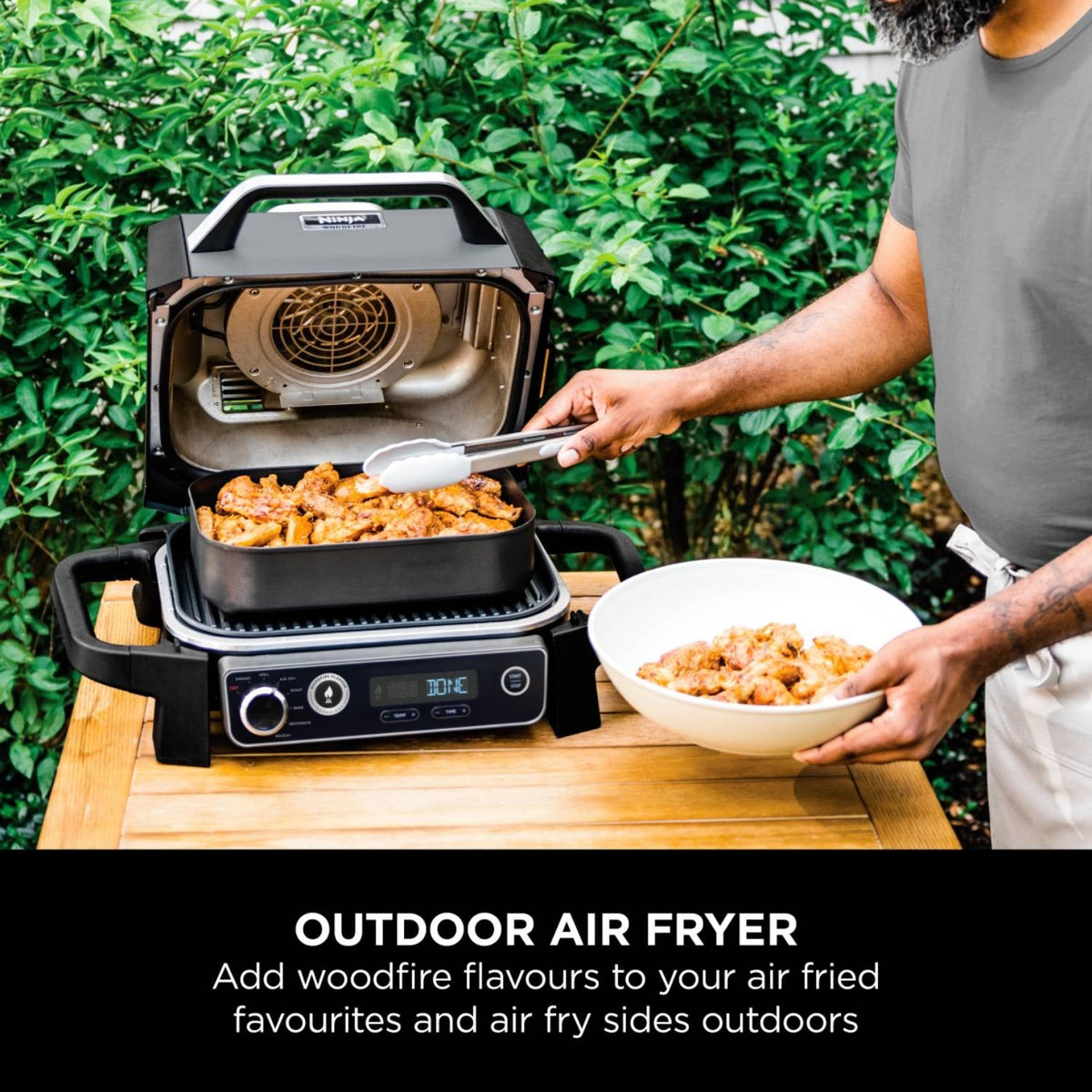 Ninja Woodfire Electric BBQ Grill, Smoker, Air Fryer and Cover Bundle
