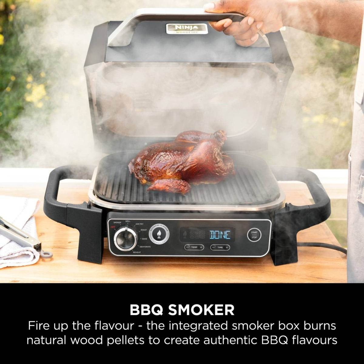 Ninja Woodfire Electric BBQ Grill, Smoker, Air Fryer and Cover Bundle