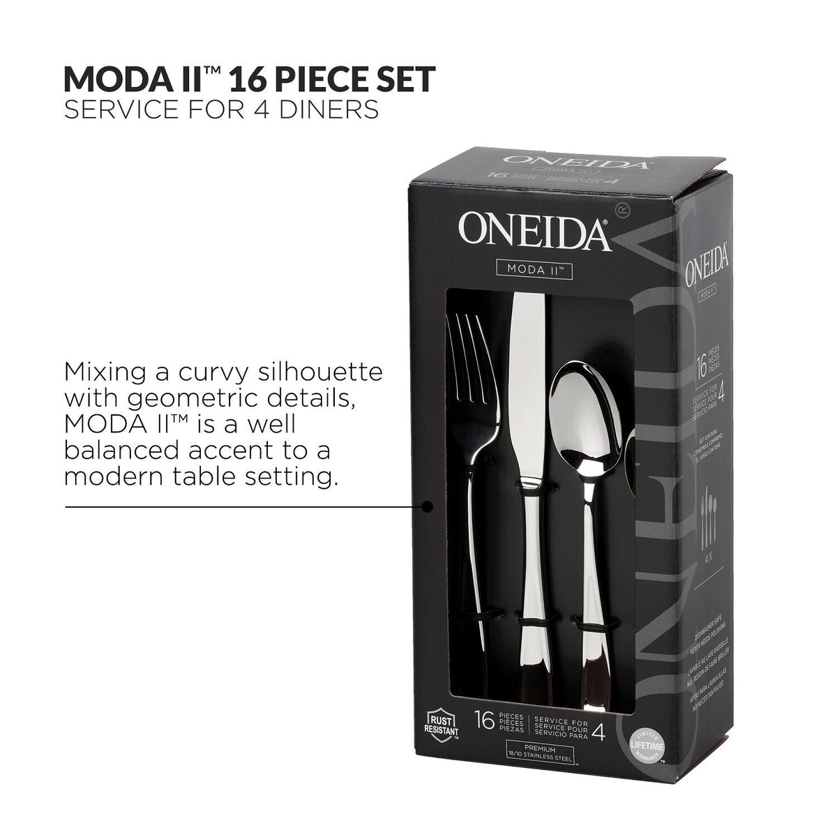 Oneida Moda 2 16-Piece Cutlery Set