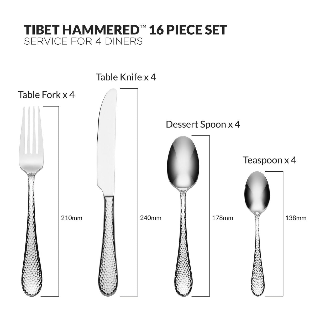 Oneida Tibet Hammered 16-Piece Cutlery Set