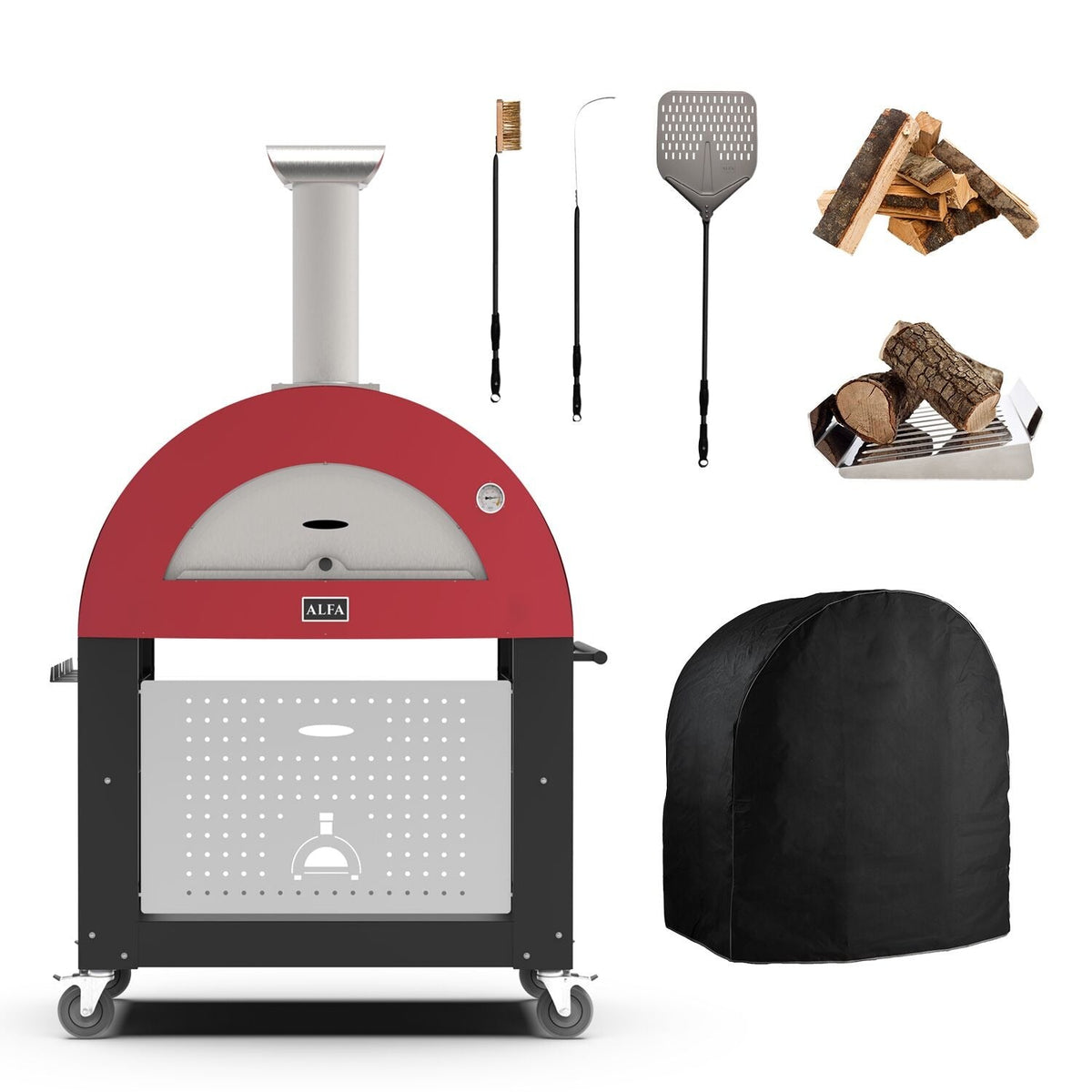 Alfa Forni Moderno 3 Pizza Oven and Accessories Bundle with Stand