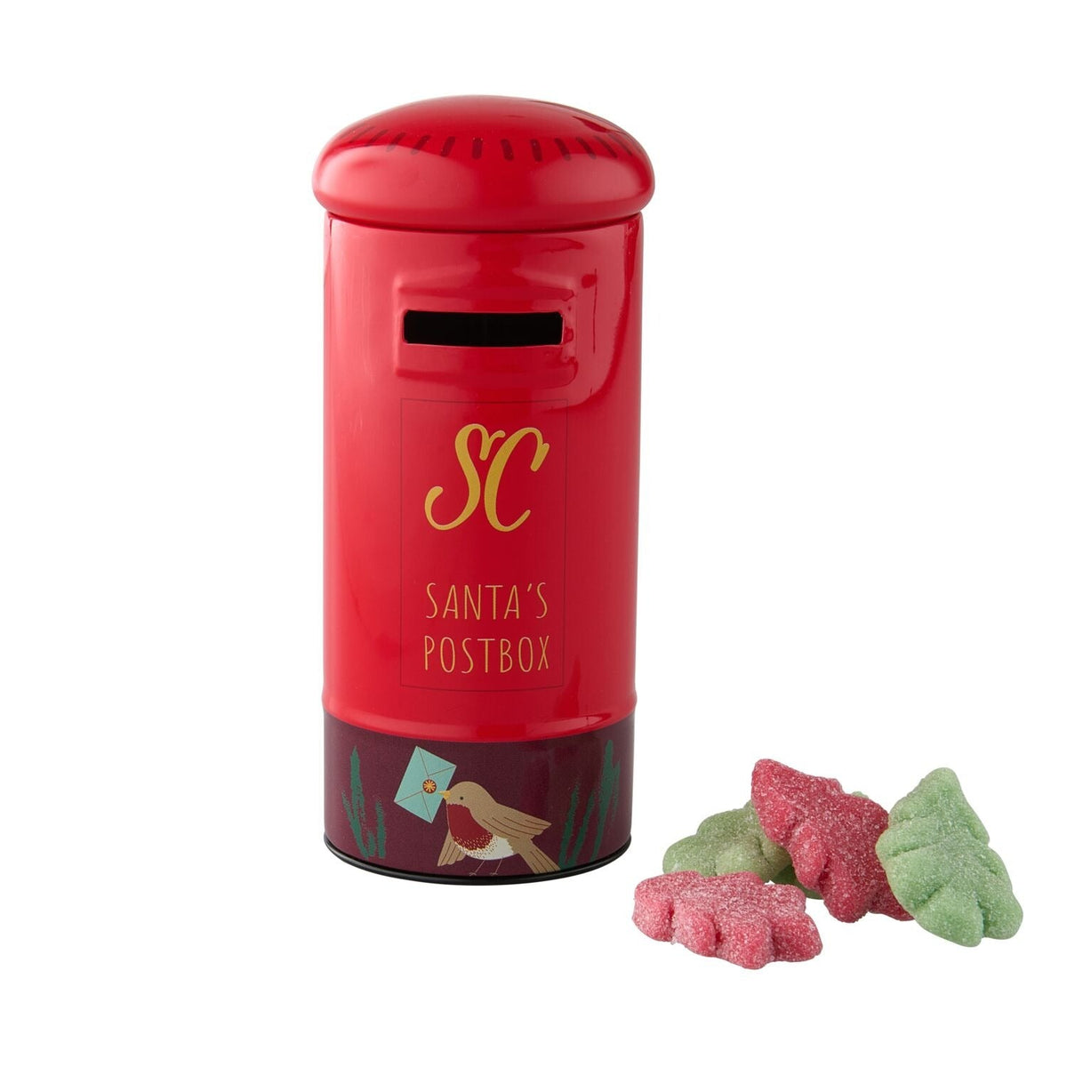 Post Box Tin with Christmas Tree Sweets