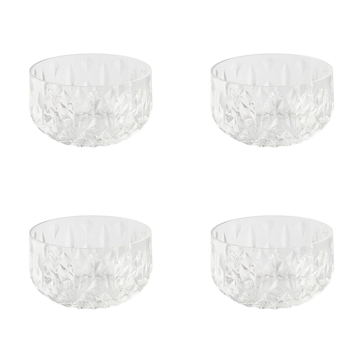 Crystal-Look Acrylic Serving Bowls x4