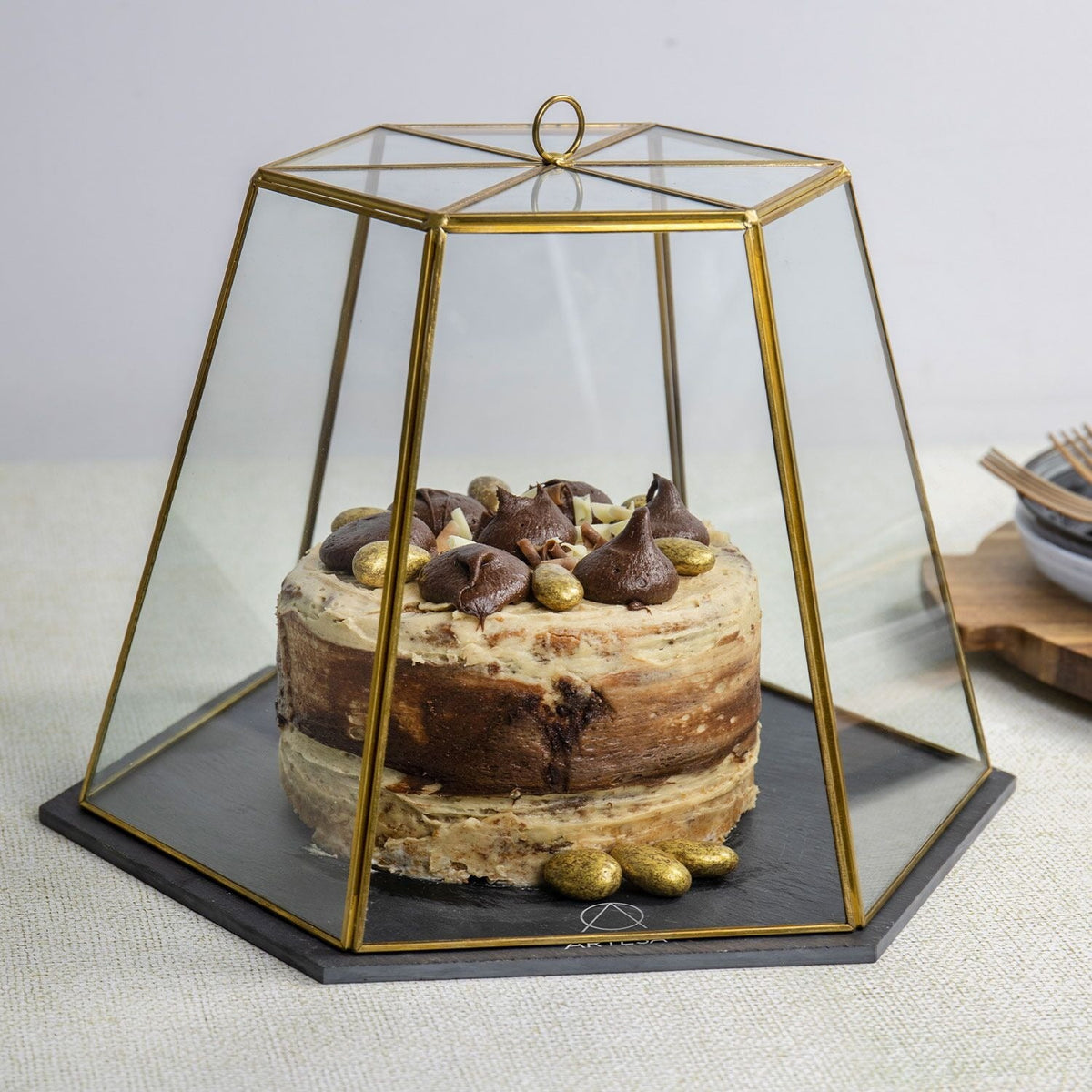 Artesa Glass Cloche with Slate Serving Base