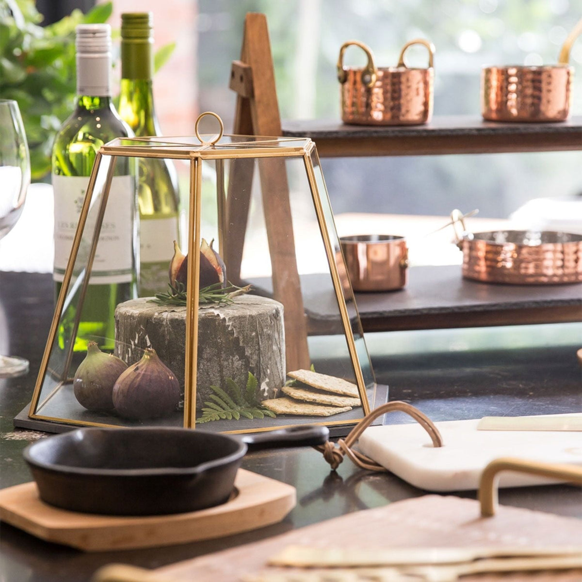 Artesa Glass Cloche with Slate Serving Base