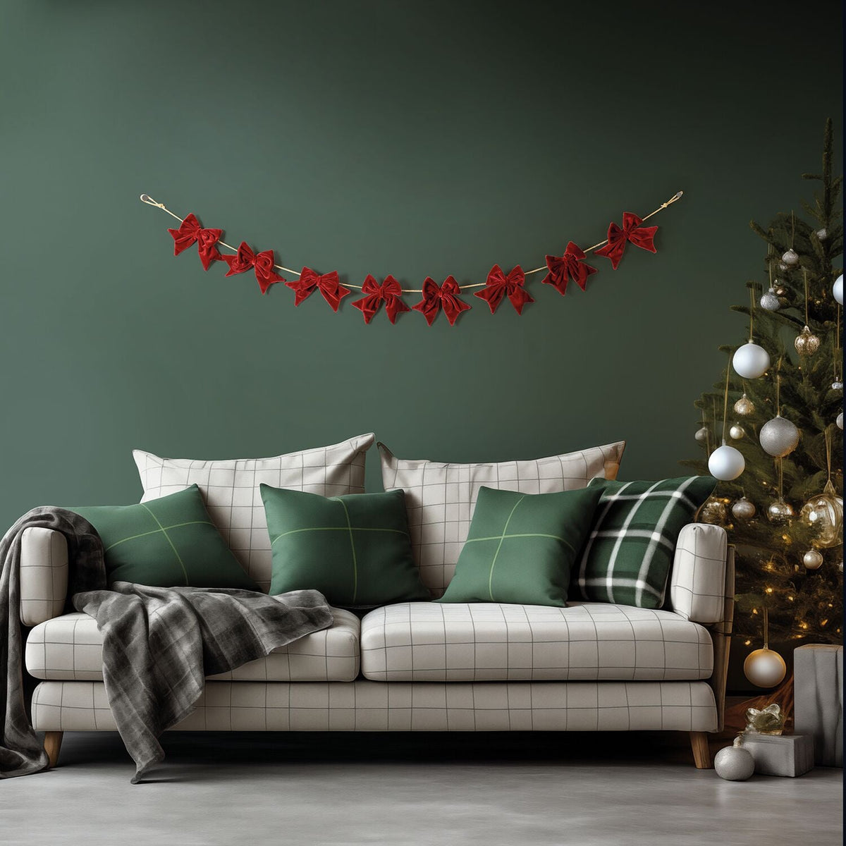 Lakeland Velvet Bow Garland – Red