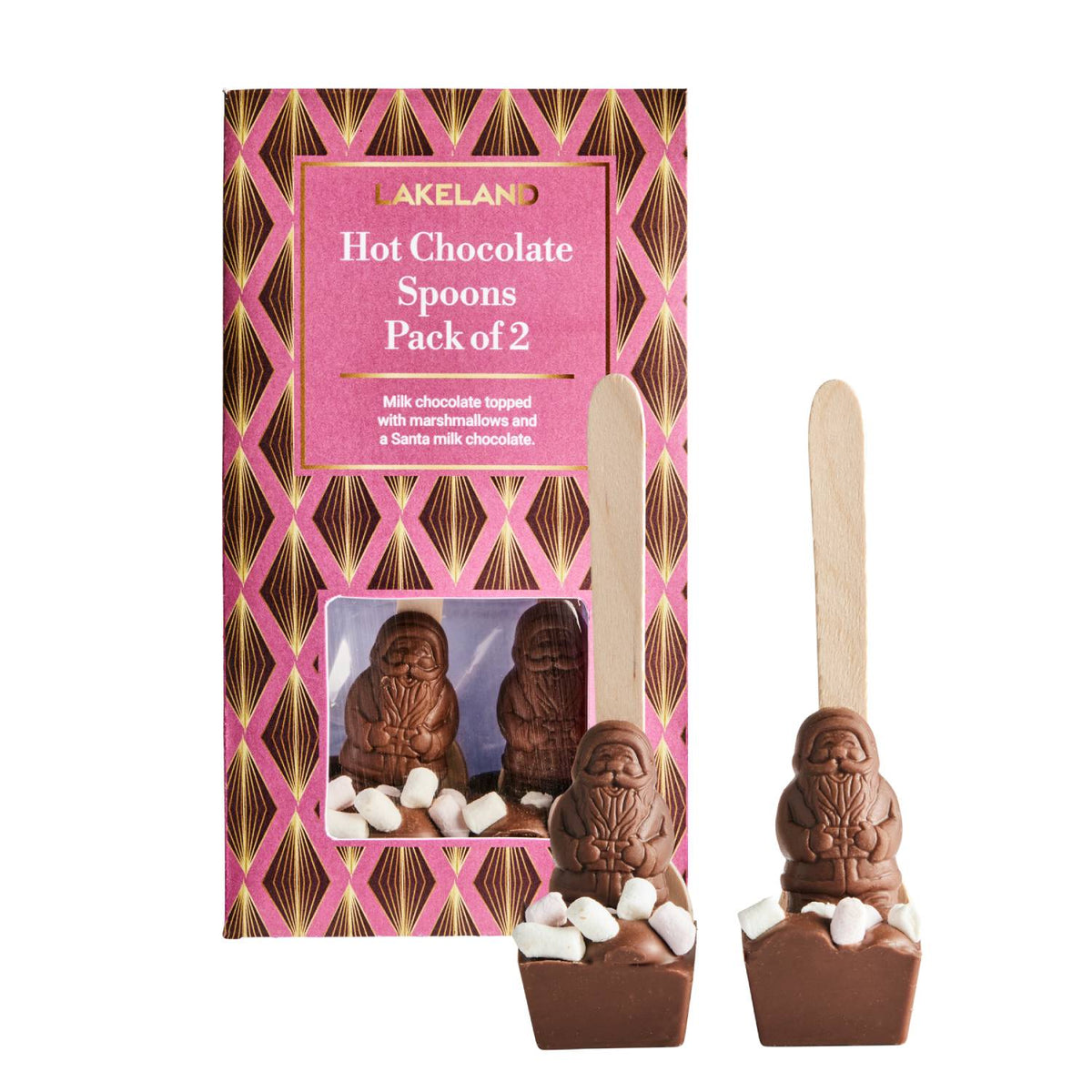 2 Hot Chocolate Spoons with Marshmallows and Chocolate Santa