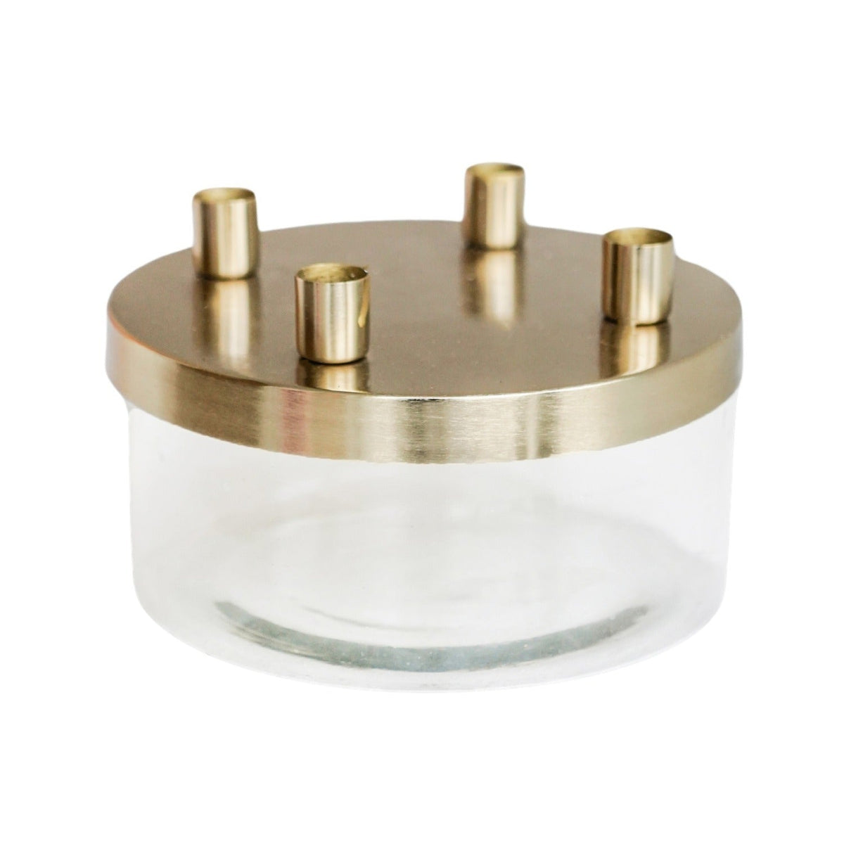Ivyline Gold Metal Candle Holder with Glass Bowl