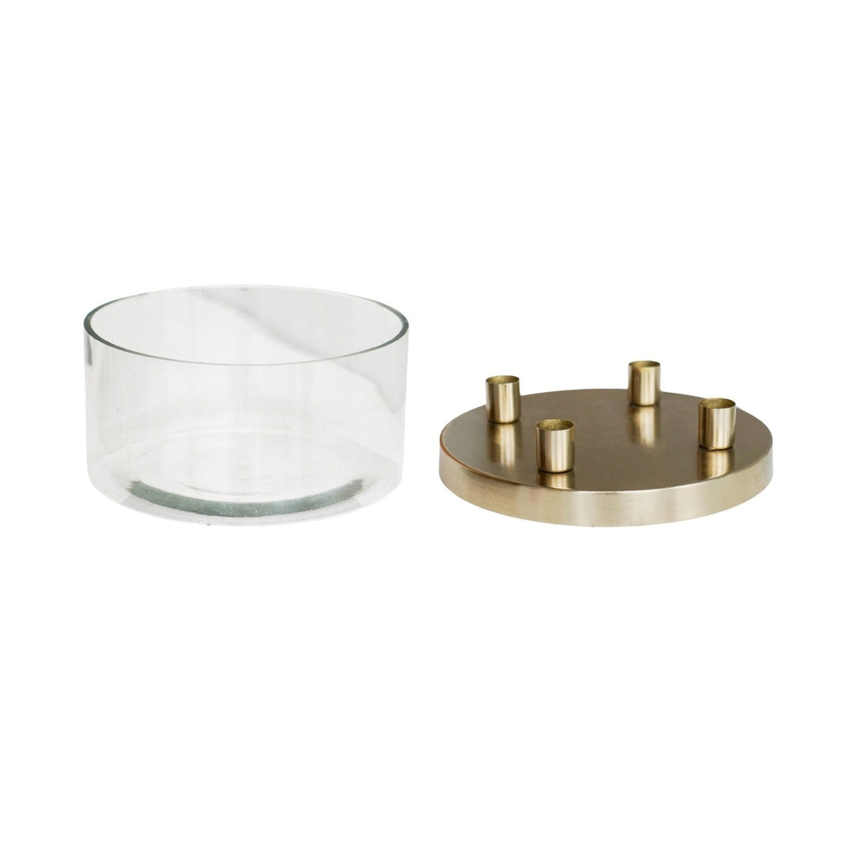 Ivyline Gold Metal Candle Holder with Glass Bowl