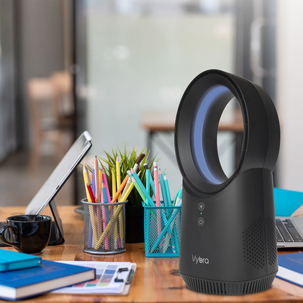 Vybra Solo Rechargeable Desktop Fan – Black