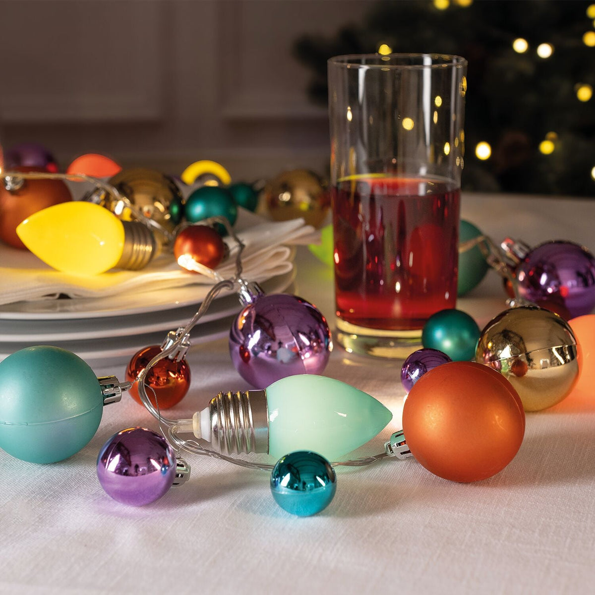 Lakeland Bright Mixed Bauble Garland Lights 1.8m