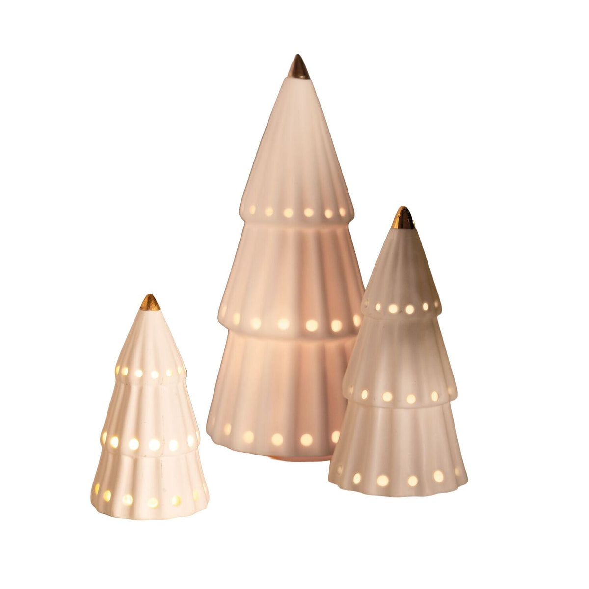 Lakeland White Ceramic Trees – Set of 3