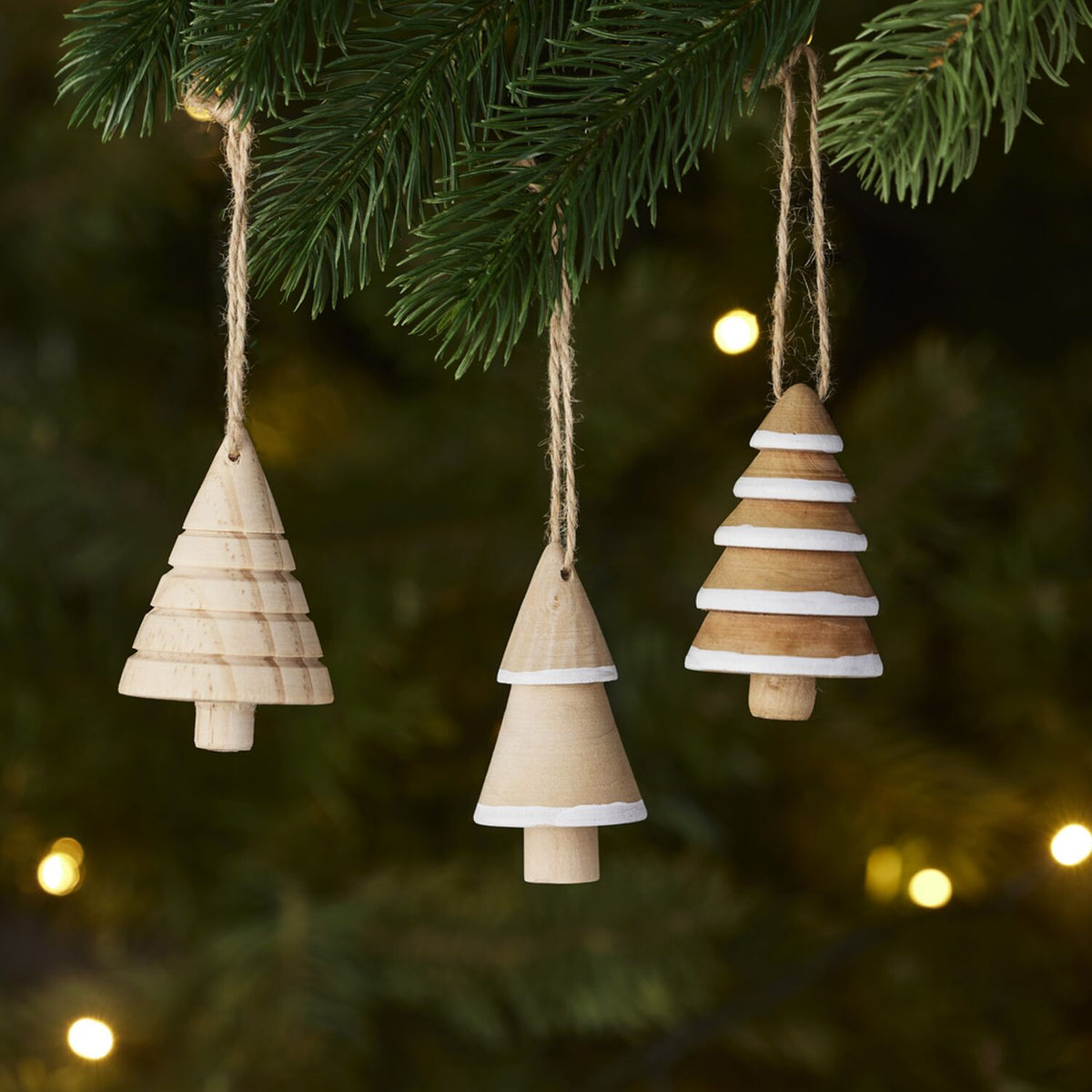 Lakeland Wooden Tree Hanging Decorations - Set of 3