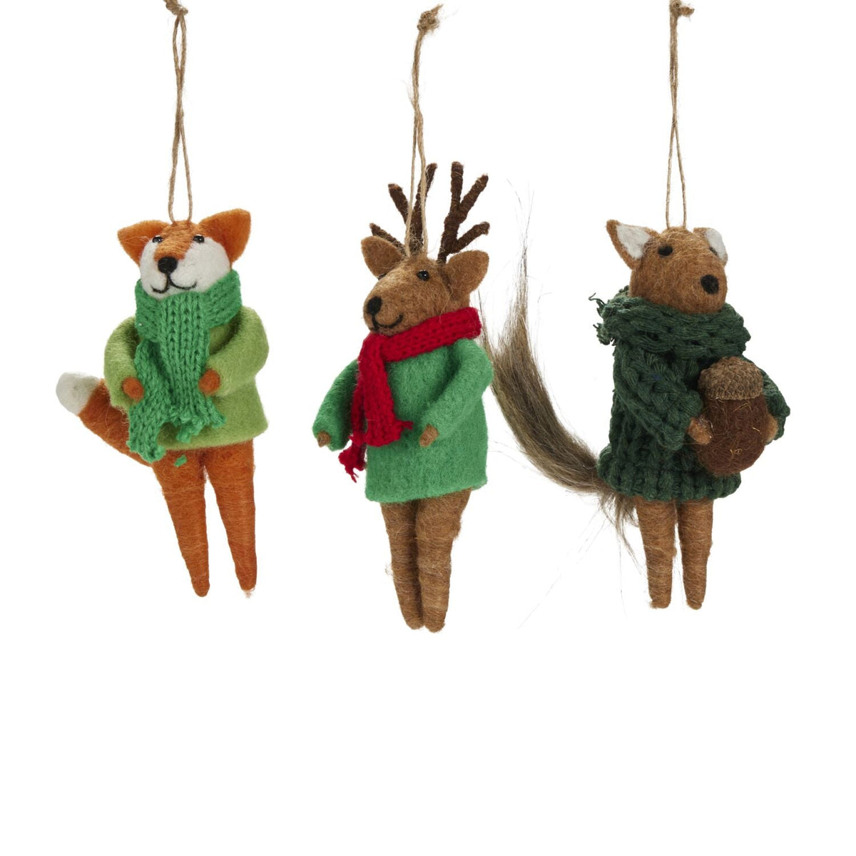 Lakeland Felt Animal Hanging Decorations - Set of 3