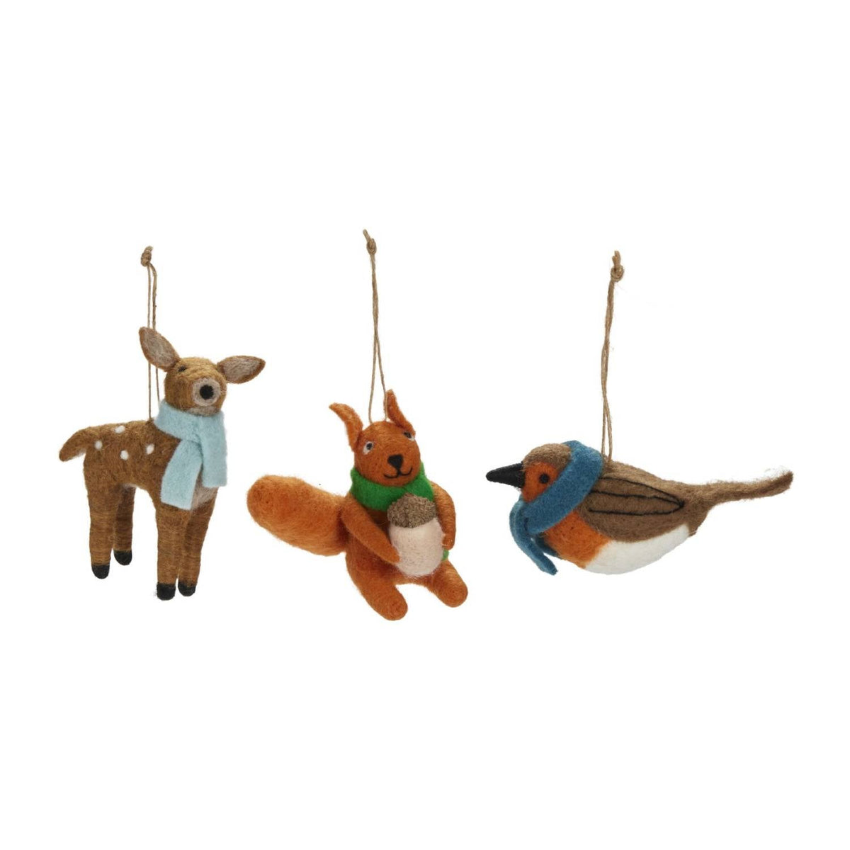 Lakeland Felt Animal Hanging Decorations - Set of 3