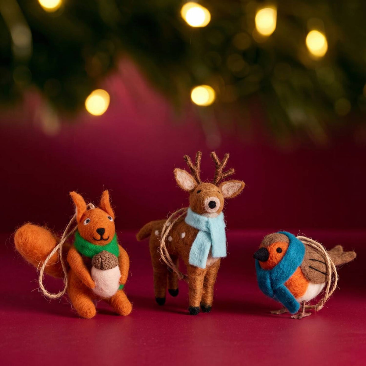 Lakeland Felt Animal Hanging Decorations - Set of 3