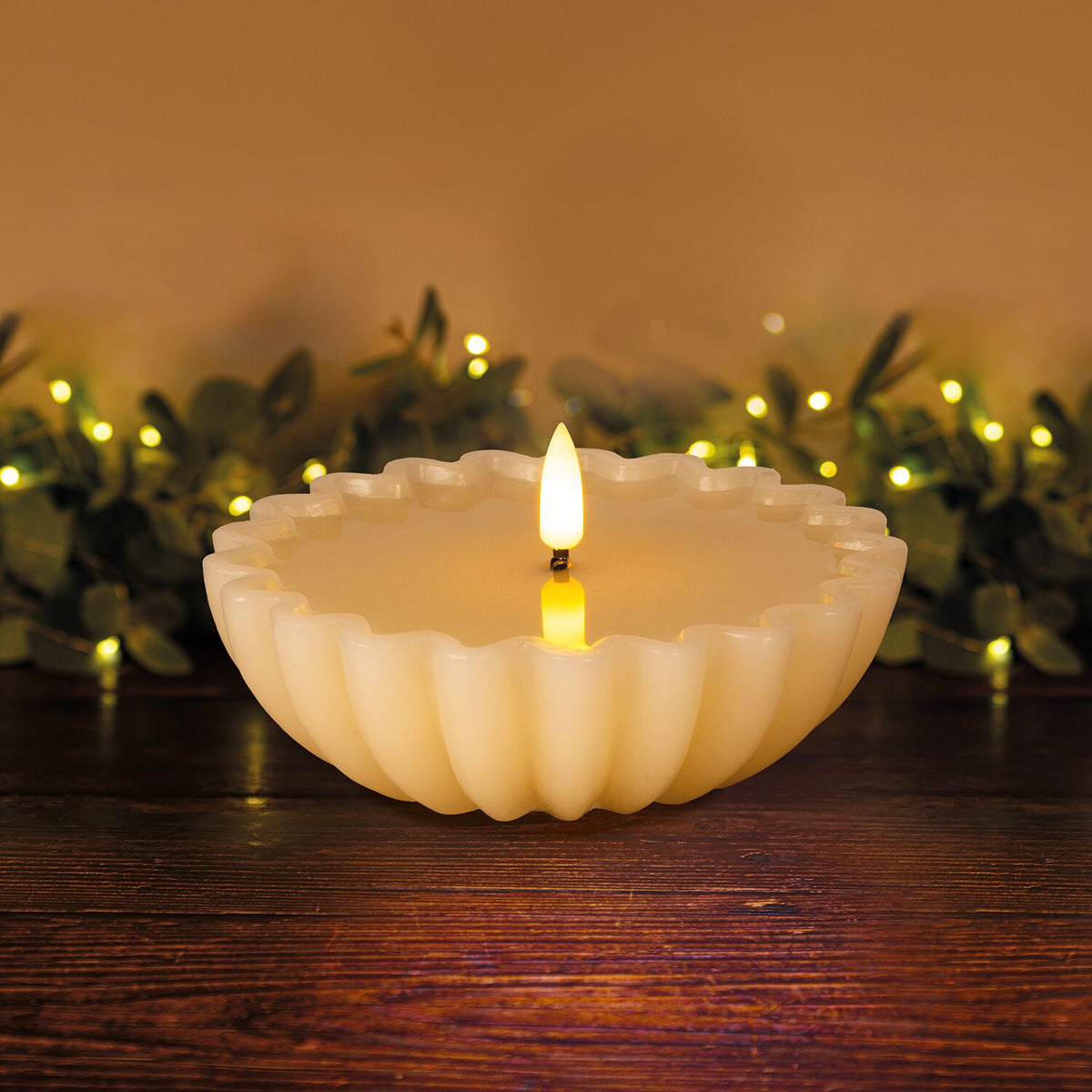 Lakeland Scalloped LED Candle Bowl Large