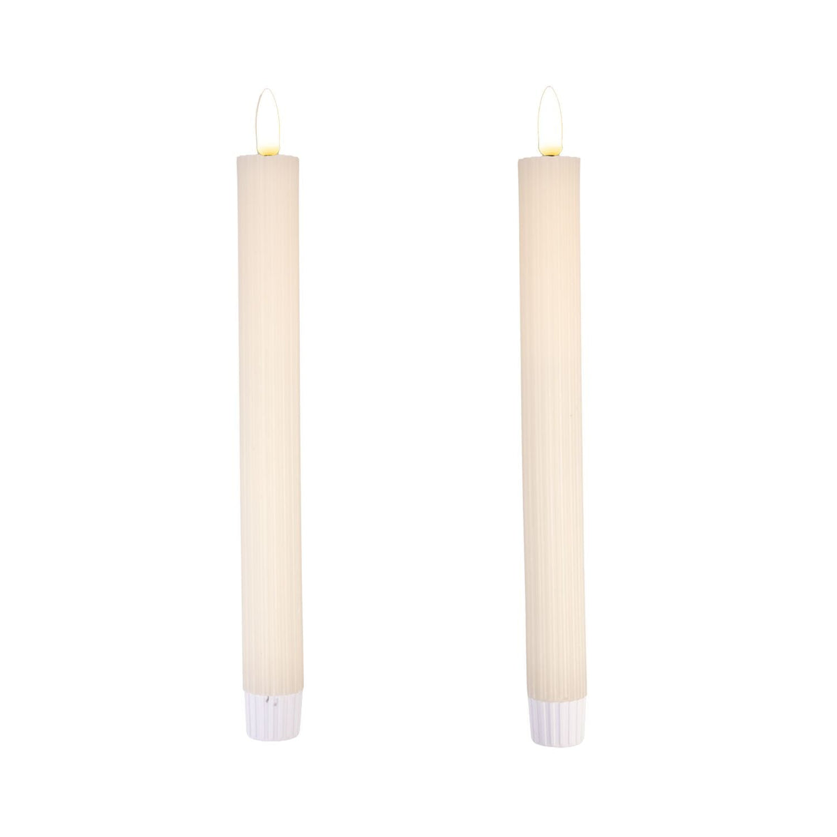 Lakeland Cream Ribbed LED Taper Candles – Set of 2